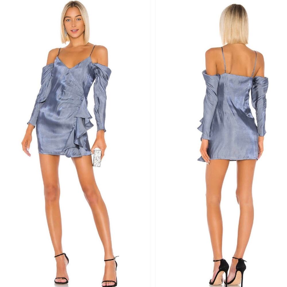Lovers & Friends GIA MINI DRESS Blue Off Shoulder Dress women’s size XS